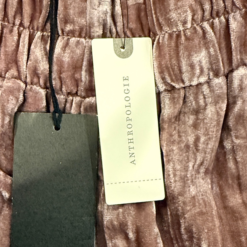 Anthropologie Mauve Crushed Velvet Wide Leg Pants - Picture 4 of 4